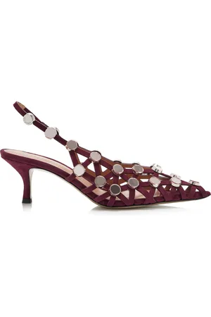 The Attico Grid Embellished Suede Slingback Pumps - - IT 37 - Moda Operandi