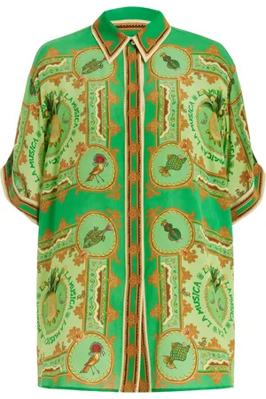 ALÉMAIS La Musica Printed Silk Shirt - - AU 6 - Moda Operandi