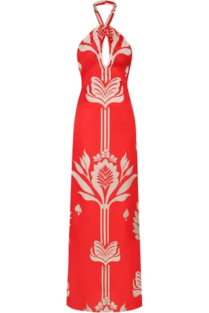 Andres Otalora Gracia Printed Satin Halter Maxi Dress - - US 8 - Moda Operandi