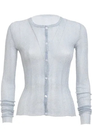 Des Phemmes Ribbed-Knit Lurex Cardigan - - S - Moda Operandi