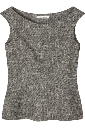 Mark Kenly Domino Tan Tishi Sculpted Tweed Top - - FR 40 - Moda Operandi