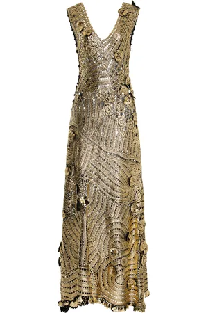 ULLA JOHNSON Evelyn Metallic Crocheted Cotton Maxi Dress - - M/L - Moda Operandi