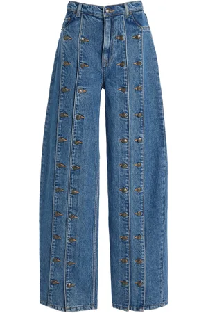 ROTATE Buttoned Rigid Mid-Rise Wide-Leg Jeans - - 24 - Moda Operandi