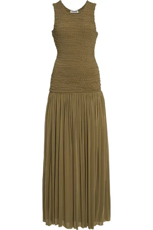 Jil Sander Smocked Drop-Waist Georgette Maxi Dress - - EU 32 - Moda Operandi