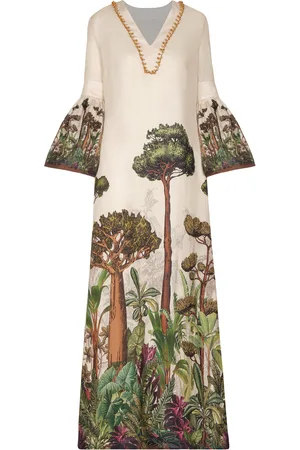 Andres Otalora Magdalena Hand-Embellished Linen Maxi Dress - - US 2 - Moda Operandi