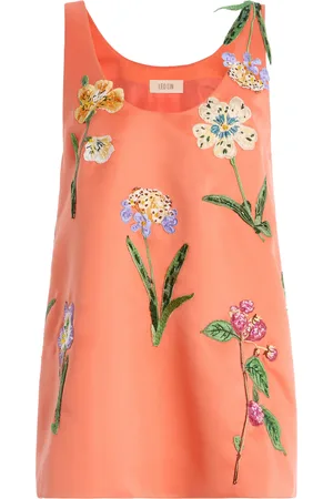 LEO LIN Helaine Embroidered Wild Flower Top - - AU 10 - Moda Operandi