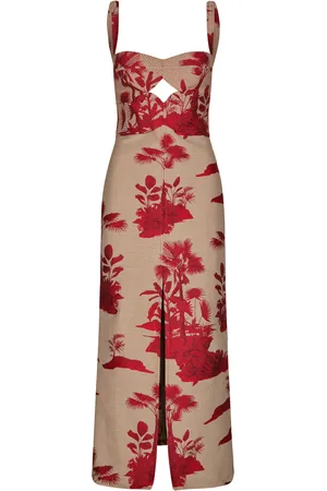JOHANNA ORTIZ Black Tie Cutout Cotton-Blend Midi Dress - - US 2 - Moda Operandi
