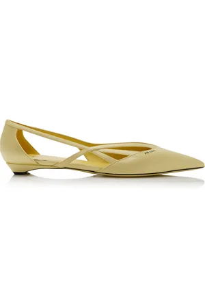 Prada Cutout Leather Ballet Flats - - IT 37 - Moda Operandi