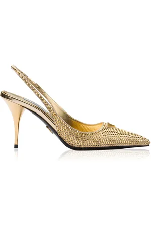 Prada Crystal-Embellished Satin Slingback Pumps - - IT 36 - Moda Operandi