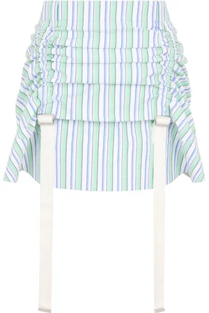Paco rabanne Strap-Detailed Striped Cotton Mini Skirt - - FR 40 - Moda Operandi