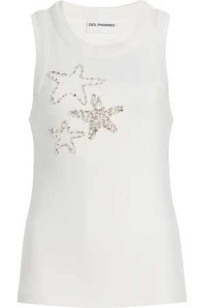Des Phemmes Exclusive Riviera Embellished Cotton Tank Top - - IT 38 - Moda Operandi
