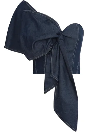 Andres Otalora Verte Más Asymmetric Tencel Denim Top - - US 2 - Moda Operandi