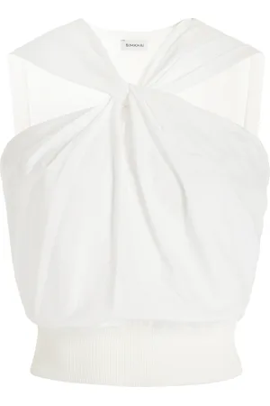 Simkhai Wynonna Gathered Knit-Poplin Combo Top - - S - Moda Operandi