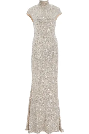 Carla Zampatti High-Neck Crushed Sequined Gown - - AU 10 - Moda Operandi