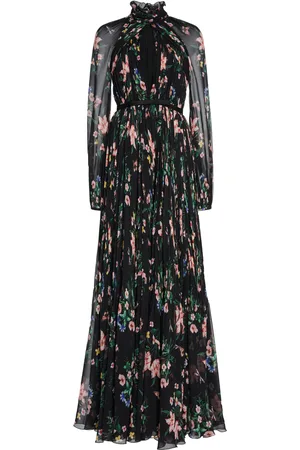 Giambattista Valli Plisse Floral Silk-Georgette Maxi Dress - - IT 42 - Moda Operandi
