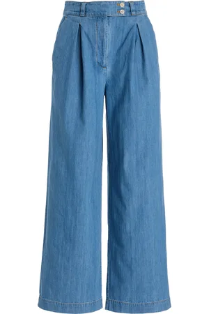 Jenni Kayne Newport Pleated Denim Trousers - - US 0 - Moda Operandi