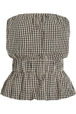 POSSE Aurelia Strapless Gingham Cotton Top - - L - Moda Operandi