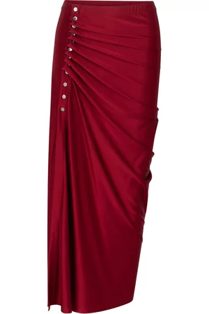 Paco rabanne Ruched Satin Jersey Midi Skirt - - FR 38 - Moda Operandi