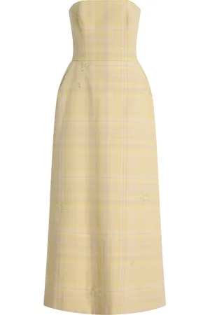 DELPOZO Exclusive Architectural Floral-Embroidered Tartan-Checked Cotton Midi Dress - - FR 34 - Moda Operandi