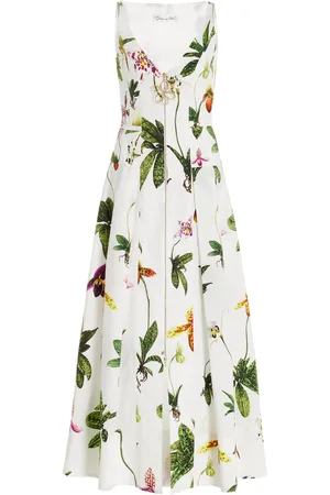 Oscar de la Renta Zip-Front Cotton Poplin Maxi Dress - - US 0 - Moda Operandi