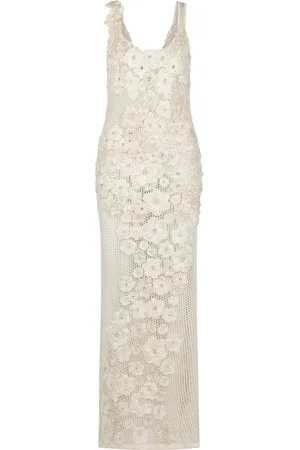 Heirlome Emily Flower-Detailed Knit Silk Gown - - M - Moda Operandi