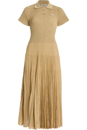 Miu Miu Metallic Ribbed-Knit Midi Dress - - IT 38 - Moda Operandi