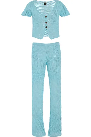 Akoia Swim Exclusive Riviera Cotton-Crochet Pant Set - - XS - Moda Operandi