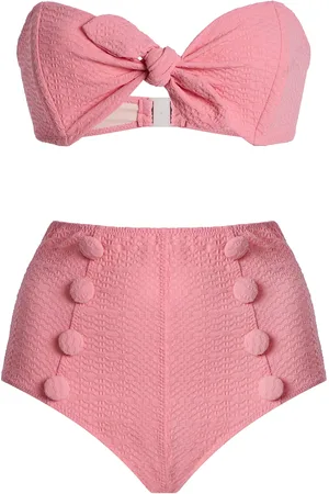 Lisa Marie Fernandez Poppy Bandeau High-Waisted Bikini Set - - XS - Moda Operandi