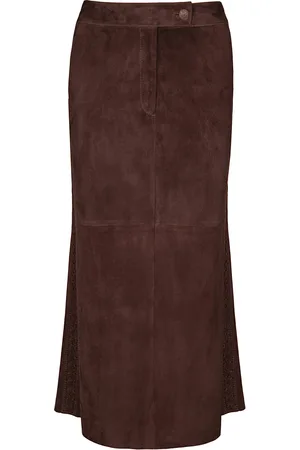 JOHANNA ORTIZ El Buque Embroidered Suede Midi Skirt - - US 2 - Moda Operandi