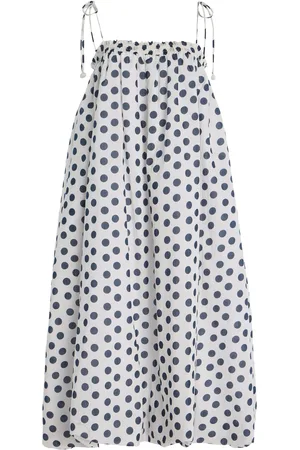 SEA Paulina Polka-Dot Cotton Midi Bubble Coverup Dress - Black/white - S - Moda Operandi