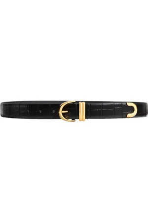 Khaite Bambi Skinny Croc-Effect Leather Belt - - 75 cm - Moda Operandi
