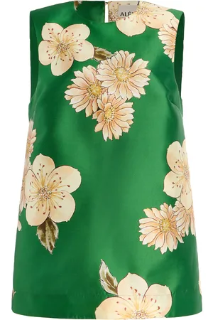 ALÉMAIS Sage Printed Satin Top - - AU 10 - Moda Operandi