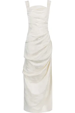 Paris Georgia Raf Floral-Jacquard Draped Dress - - M - Moda Operandi