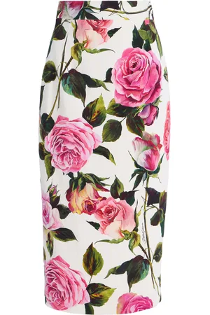 Dolce & Gabbana Rose-Print Cotton-Blend Midi Skirt - - IT 36 - Moda Operandi
