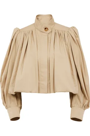 Chloé Puff-Sleeve Organic Cotton Gabardine Cropped Jacket - - FR 40 - Moda Operandi