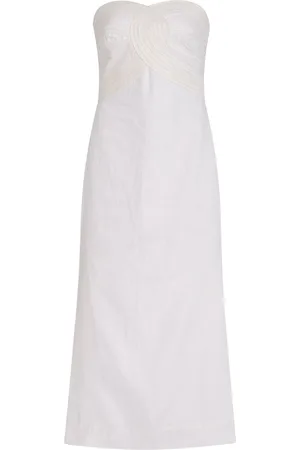 Andres Otalora Exclusive Arco Embroidered Linen Midi Dress - - US 6 - Moda Operandi