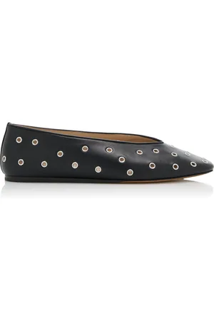 Le Monde Beryl Regency Eyelet-Studded Leather Ballet Flats - - IT 37.5 - Moda Operandi