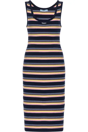 Prada Striped Cotton Midi Tank Dress - - IT 36 - Moda Operandi