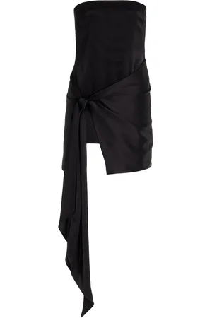 DAVID KOMA Tie-Detailed Strapless Satin Mini Dress - - UK 6 - Moda Operandi