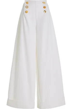 FRANCOISE Exclusive Bijou Buttoned Cotton Gabardine Wide-Leg Pants - - FR 34 - Moda Operandi