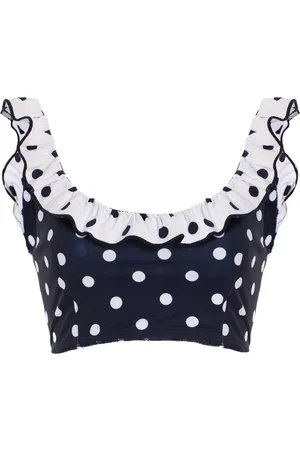 SEA Paulina Ruffled Polka-Dot Bikini Top - - XS - Moda Operandi