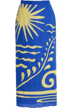 Cala De La Cruz Magda Linen Midi Skirt - - XS - Moda Operandi