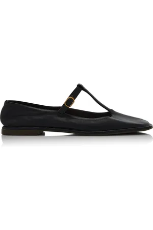 The Row T-Strap Leather Mary Jane Flats - - IT 36 - Moda Operandi