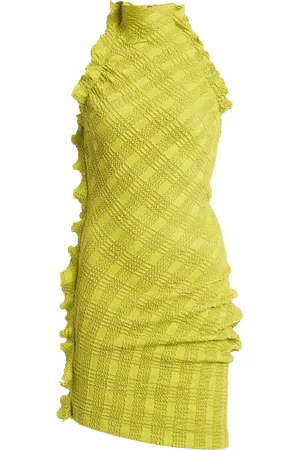 Bottega Veneta Ruffled Check Mini Dress - - L - Moda Operandi