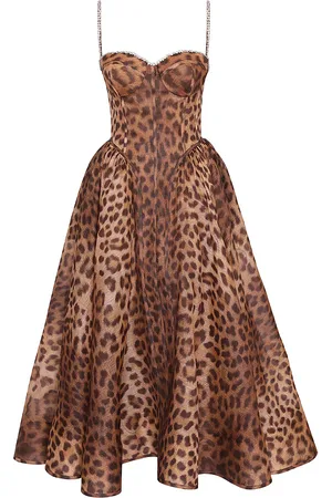 ZIMMERMANN Crush -Print Linen-Silk Bustier Midi Dress - - 1 - Moda Operandi