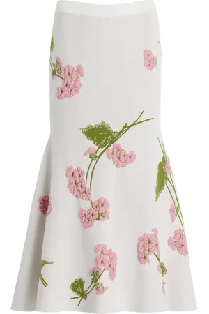 Erdem Embroidered Knit Jacquard Midi Skirt - - XS - Moda Operandi