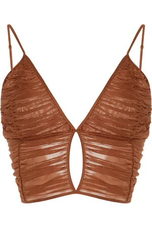 More Noir South Ruched Cotton-Silk Voile Open-Back Crop Top - - L - Moda Operandi