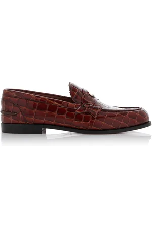 Christian Louboutin Donna Croc-Embossed Leather Penny Loafers - - IT 36 - Moda Operandi