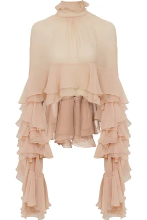 Chloé Ruffled Organic Silk Top - - FR 34 - Moda Operandi
