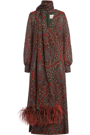 VALENTINO GARAVANI Printed Georgette-Cashmere Midi Dress - - IT 44 - Moda Operandi